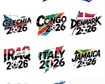 Imágenes prediseñadas PNG de todas las selecciones nacionales de los playoffs de la Copa Mundial 2026, descarga de arte digital de fútbol, paquete PNG de 22 piezas para uso comercial
