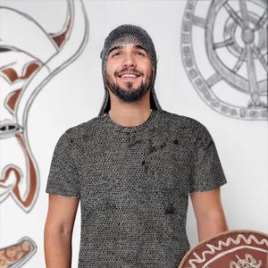 Chain Mail Tee Shirt Medieval Knight Chainmail Cosplay Top, Fantasy Role Play Chainmail v2 Unisex All Over Print T-Shirt