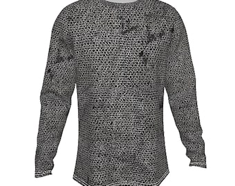 Camisa de cota de malla, top de cosplay de imitación de cota de malla, disfraz de Halloween de fantasía medieval, camiseta de manga larga