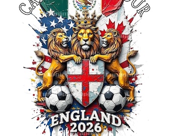 Camiseta unisex clásica de cuello redondo para aficionados al Mundial de Fútbol de Inglaterra 2026