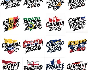 2026 World Cup National Teams Clipart PNG, Digital Art Download Football Soccer PNG Bundle For Print-on-demand, Commercial Use 42-Piece Pack