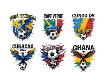Selecciones Nacionales de la Copa Mundial 2026, estilo pintura al óleo PNG, descarga de arte digital, paquete de PNG de fútbol, paquete de 12 piezas para uso comercial