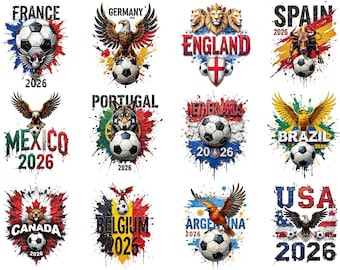 2026 World Cup National Teams Pot 1 Oil Painting Style PNG, Digital Art Download Football Soccer PNG Bundle, Commercial Use 12-Piece Pack