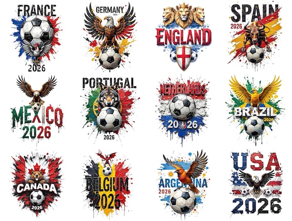 2026 World Cup National Teams Pot 1 Oil Painting Style PNG, Digital Art Download Football Soccer PNG Bundle, Commercial Use 12-Piece Pack