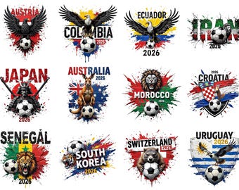 2026 World Cup National Teams Pot 2 Oil Painting Style PNG, Digital Art Download Football Soccer PNG Bundle, Commercial Use 12-Piece Pack