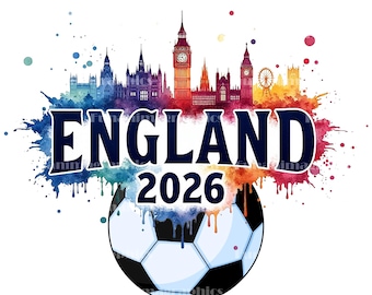Paquete de imágenes prediseñadas PNG de aficionados al fútbol de la Copa Mundial 2026 de Inglaterra, descarga digital, paquete de 20 piezas para uso comercial.