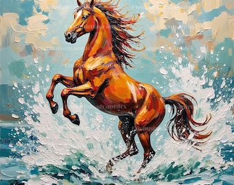 Wild Horses Watercolour Clipart JPG, Digital Art Download Horse Lovers JPG Bundle For Print-on-demand, Commercial Use 12-Piece Pack