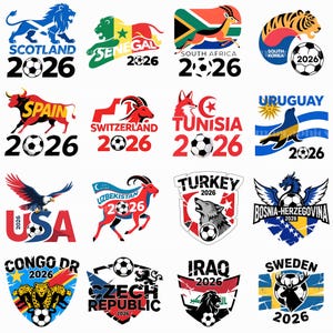 2026 All 48 World Cup National Teams Logo Clipart PNG Bundle, Digital Download Football Soccer, Commercial Use 48-Piece Pack