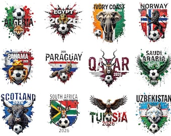 2026 World Cup National Teams Pot 3 Oil Painting Style PNG, Digital Art Download Football Soccer PNG Bundle, Commercial Use 12-Piece Pack