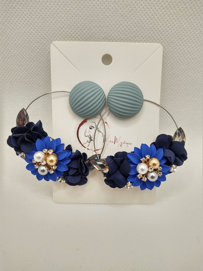 Sapphire blue hoop earrings for women