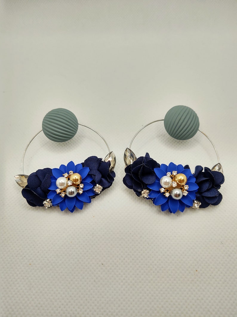 Sapphire blue hoop earrings for women