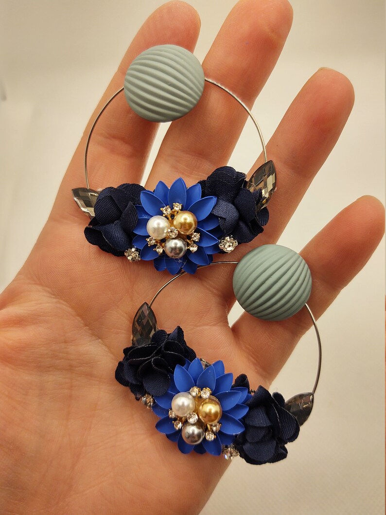 Sapphire blue hoop earrings for women