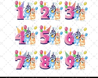 Bluey Birthday Png, My Birthday Png, Birthday Party Png, Birthday Gifts Png, Happy Birthday Png, Birthday Family Matching Png, Bluey Number