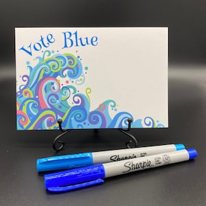 Postales Vote Blue, Postal Blue Wave, Postales para votantes, Anverso rellenable con reverso tradicional, 25-200 postales