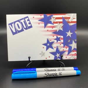 Affichez la bannière étoilée « Votez », carte postale Blue Wave, cartes postales aux électeurs, recto à remplir avec verso traditionnel, 25-200 cartes postales