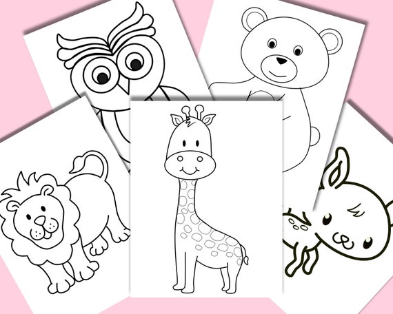 Jungle animal coloring pages set of 5 Kids coloring pages