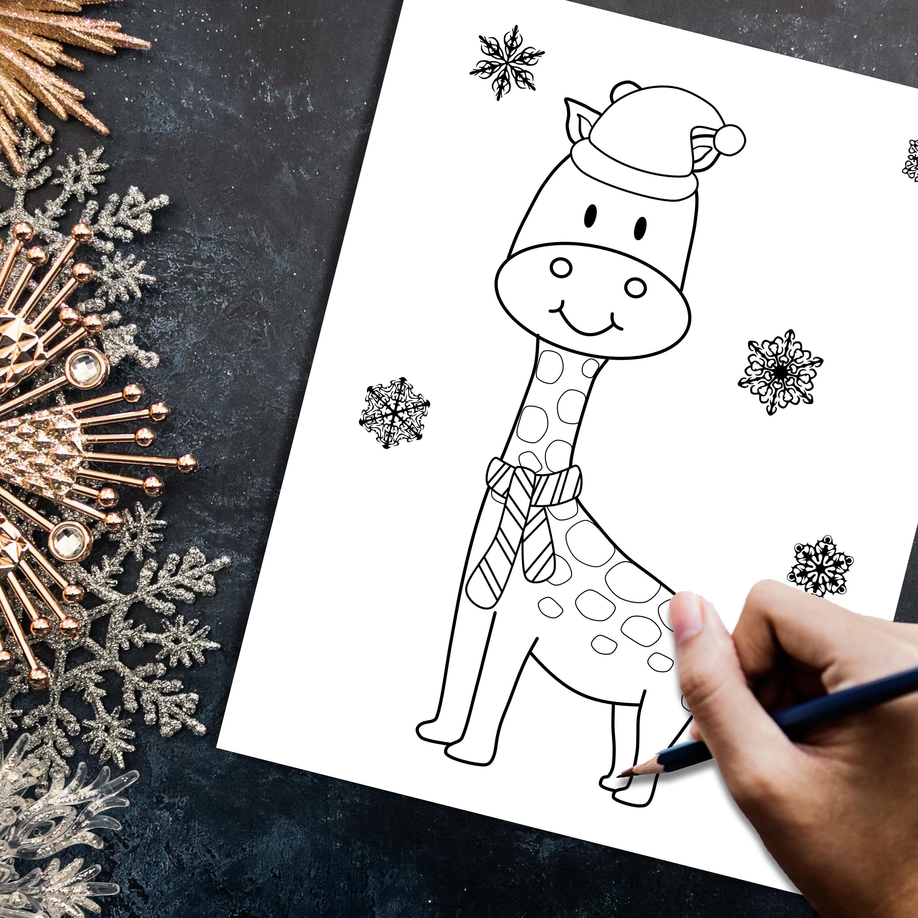 Christmas coloring pages Kids animal coloring pages Holiday | Etsy