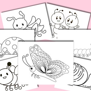 Insects coloring pages for kids, Kids coloring activity insect theme, printable kids coloring pages