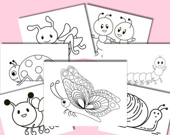 Insects coloring pages for kids, Kids coloring activity insects theme,