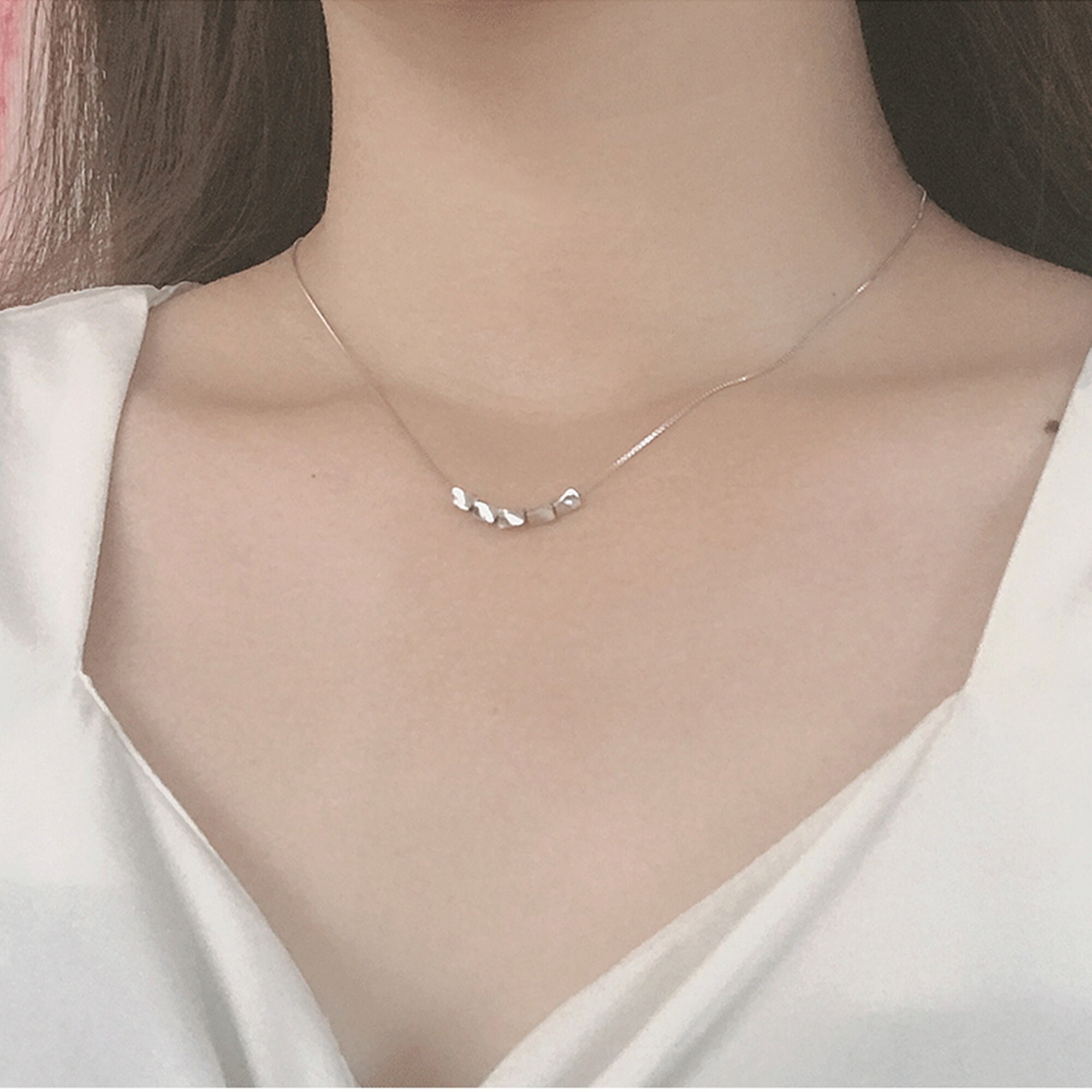 Womens S925 Sterling Silver Necklace Clavicle Chain Etsy