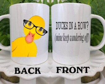 Funny Coffee Mug, Yellow Duck Cup With Saying, Coffee Lover Gift, Over The Hill Birthday, Mom Coffee Cup, Crazy Life Gift, Hot Chocolate Mug