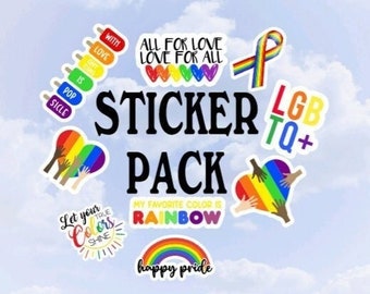 Pride Sticker Pack, LQBTQ Stickers, Gay Pride Sticker Confetti, Pride Month Gift, Rainbow Craft Kit,  Queer Party Favors, All For Love