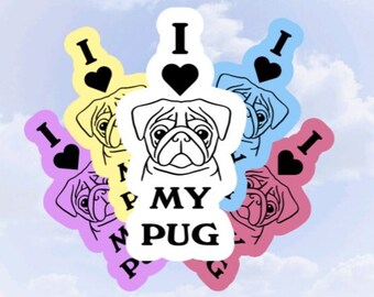 I Love My Pug Stickers, Pug Party Confetti Stickers, New Puppy Gifts, Gotcha Day Dog Gift For Friend, Pet Birthday, Everything Pug Related