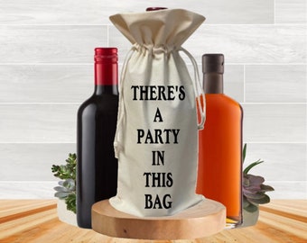 Funny 750ml Wine & Whiskey Bottle Gift Bag, Best Friend Birthday Celebration Party Favors, Single Bottle Carrier Tote, Sarcastic Gag Gifts