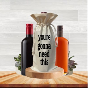 Funny 750ml Wine & Whiskey Bottle Bag, Best Friend Birthday Celebration Party Favors, Single Bottle Carrier Tote, Adult Sarcastic Gag Gifts image 1