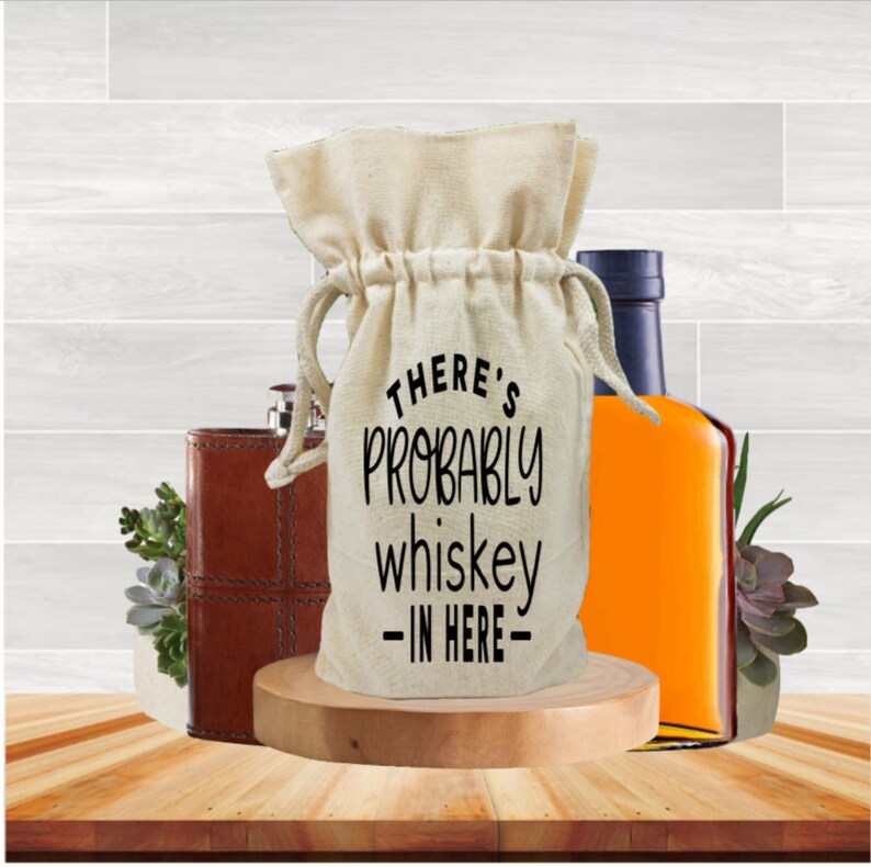 Whiskey Bottle Gift Bag, Liquor Lovers Reusable Tote, Adult Drinking Humor, Alcohol Celebration Party Favors, Best Friend Birthday Present image 1