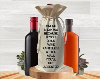 750ml Wine & Whiskey Bottle Gift Bag, Best Friend Birthday Celebration, Champagne Party Favors, Reusable Cotton Single Bottle Carrier Tote