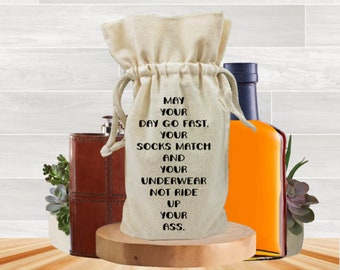Whiskey Bottle Fabric Gift Bag, Adult Drinking Humor, Alcohol Celebration Party Favors, Best Friend Birthday Present, Liquor Carrier Pouch