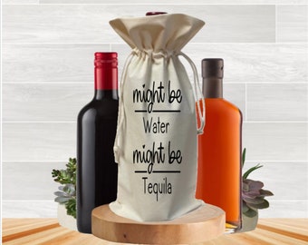 750ml Tequila Bottle Gift Bag, Reusable Cotton Tote, Adult Alcohol Party Favor, Best Friend Birthday Party Celebration, Funny Liquor Carrier