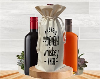 750ml Wine & Whiskey Bottle Gift Bag, Reusable Cotton Single Bottle Carrier Tote, Best Friend Birthday Celebration, Champagne Party Favors