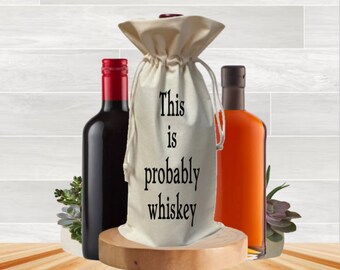 750ml Wine & Whiskey Bottle Gift Bag, Best Friend Birthday Celebration, Champagne Party Favors, Reusable Cotton Single Bottle Carrier Tote