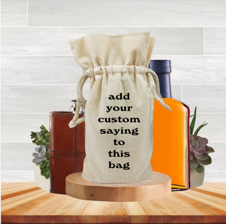 Custom Whiskey Pint Bottle Gift Bag, Pint Size Liquor Sack, Personalized Alcohol Party Favors, We Welcome Profanity, BFF Birthday Present image 1