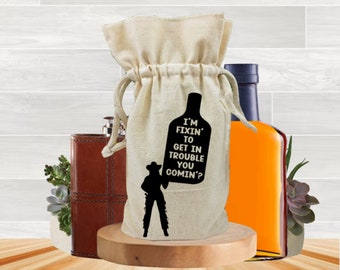 Cowgirl Whiskey Bottle Gift Bag, Liquor Lovers Reusable Tote, Adult Drinking Humor, Alcohol Celebration Party Favors, Best Friend Birthday