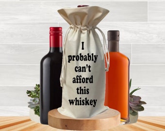 Funny 750ml Whiskey Bottle Bag, Best Friend Birthday Celebration Party Favors, Single Bottle Carrier Tote, Sarcastic Adult Alcohol Gag Gifts