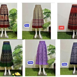 Traditional Thai Lao Ethnic Cotton Elastic Women’s Skirt Dress