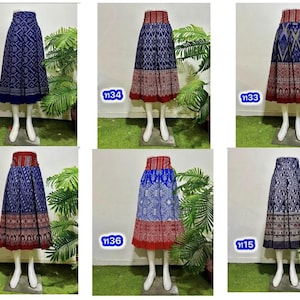 Traditional Thai Lao Ethnic Cotton Elastic Women’s Skirt Dress