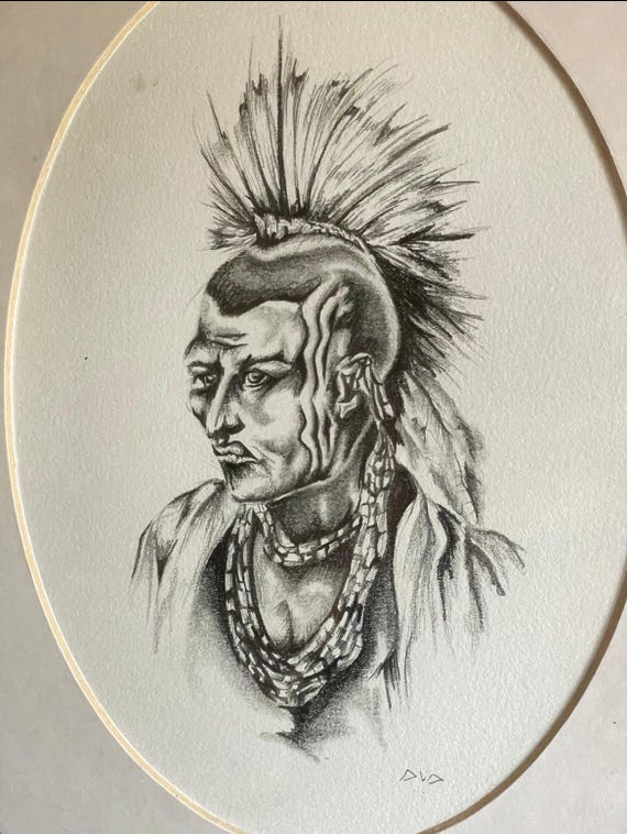 ヴィンテージのネイティブアメリカンアートの絵画、壁飾り（額入り