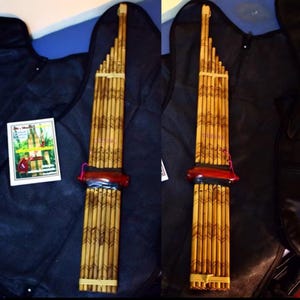 Traditional Isaan Lao Thai music instrument Bamboo Banana Leaf Pattern Khaen Am