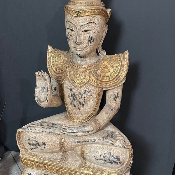 Large vintage Buddha statue from Thailand wood