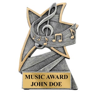 Music Resin Award Jazz Trophy Star Resin Customized Musical Award Personalized Engraved Singing Award