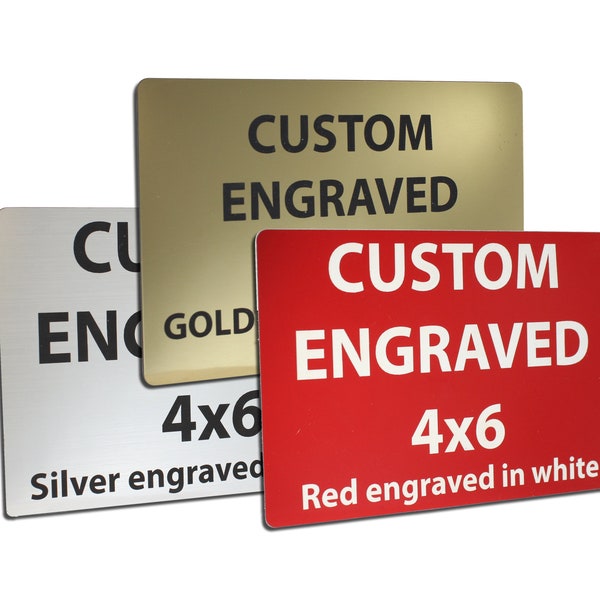 Custom Engraved Plate | 4x6" Plates | Office Door Name Sign | Laser Engraved Plate | Adhesive Backed Wall Plates