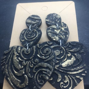 Contemporary polymer clay jewelry .Dangles. Art. Gift.Handmade.polymerclay earrings. HYPOALLERGENIC.HEART.VALENTINE&quot;S..