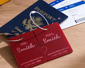 Mr and Mrs Luggage Tags, Personalized Couple Gift, Valentines Travel Gift, Honeymoon Essentials, Acrylic Bag Tag, Wedding Bridal Shower