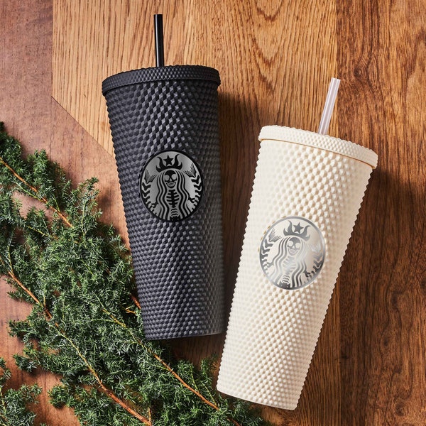 15 Colors Personalized Matte Studded Tumbler with Skeleton Logo | Custom Matte Coffee Tumbler 24oz with Straw | Valentines Day Gift for Him