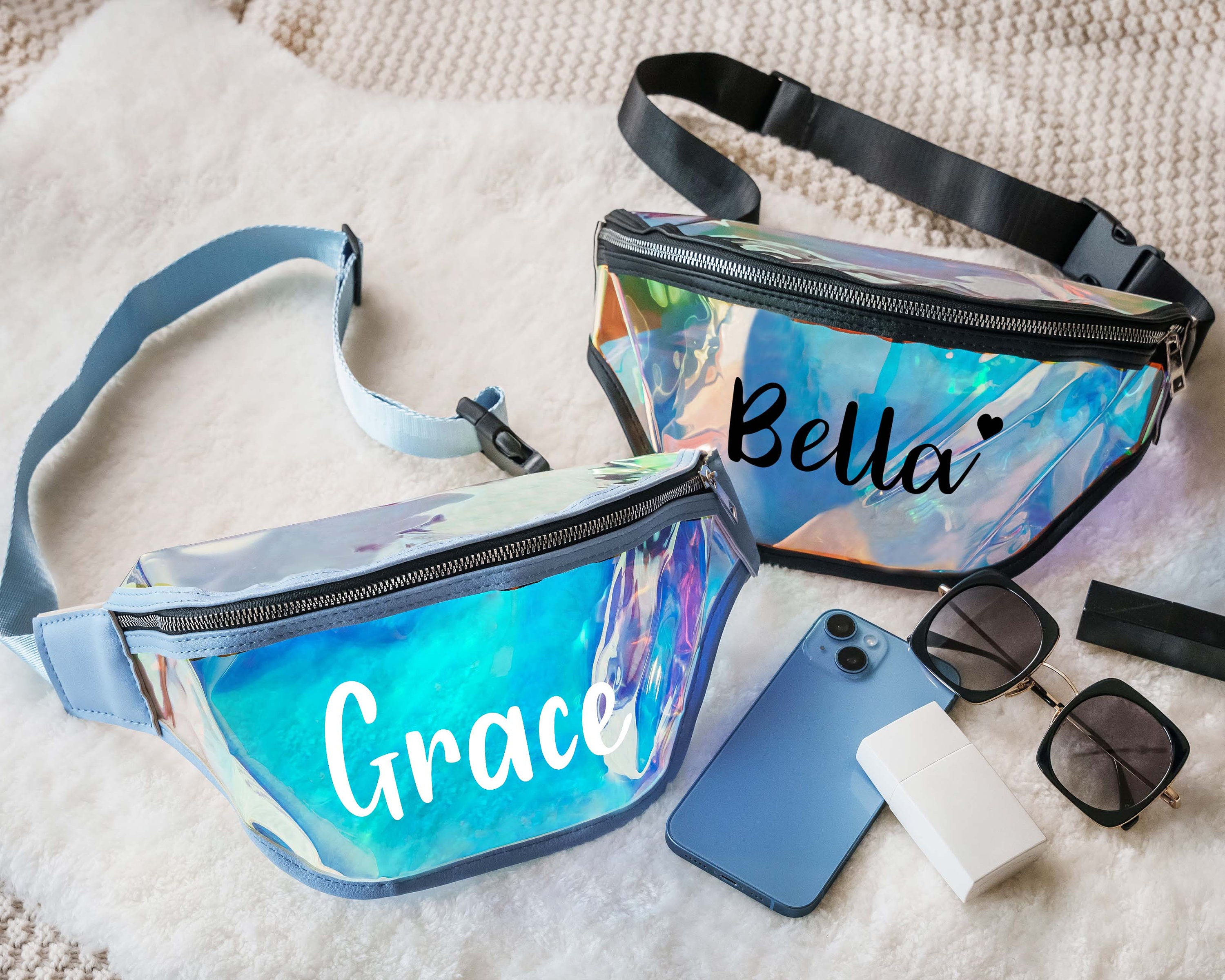 Personalized Fanny Pack Christmas Gift for Her Holographic Belt Bags Bridesmaid Gifts Bags Custom Bum Bag Festival Waist Bag Etsy UK