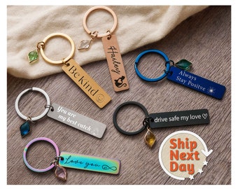 Personalized Keychain Best Friend Birthday Day Gift, Custom Key Chain Keyring Graduation Gifts for Her, Father's Day Gifts WKN